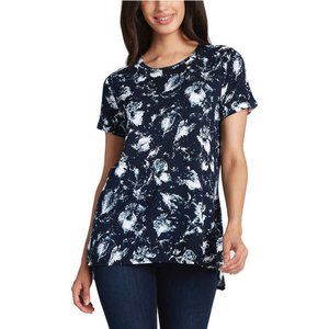 New Ellen Tracy Ladies’ Tunic Top--Dark Blue (Navy Floral)
